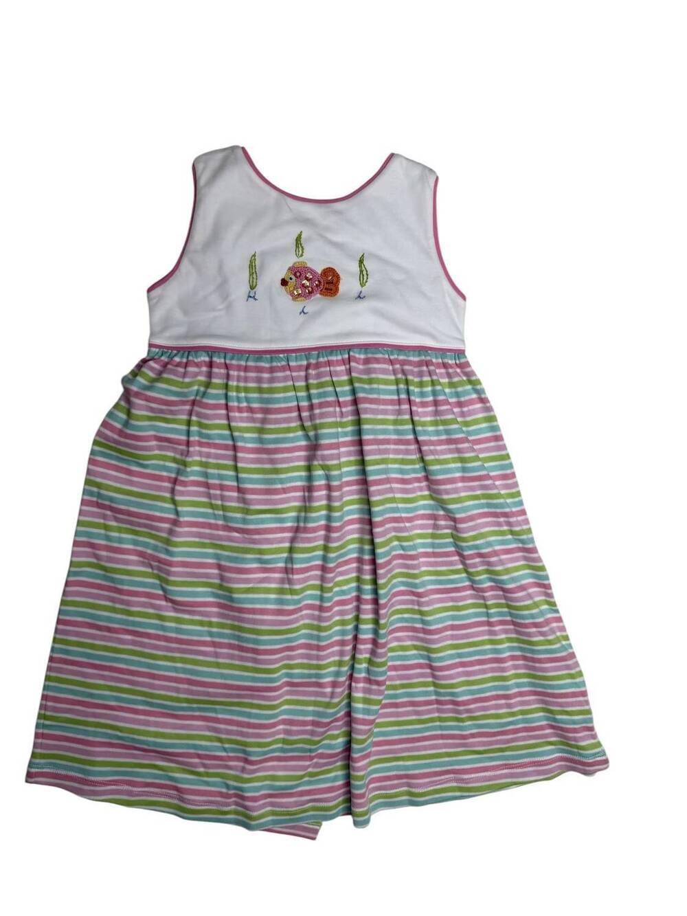 NEW SQUIGGLES girl's button back fish dress in pink